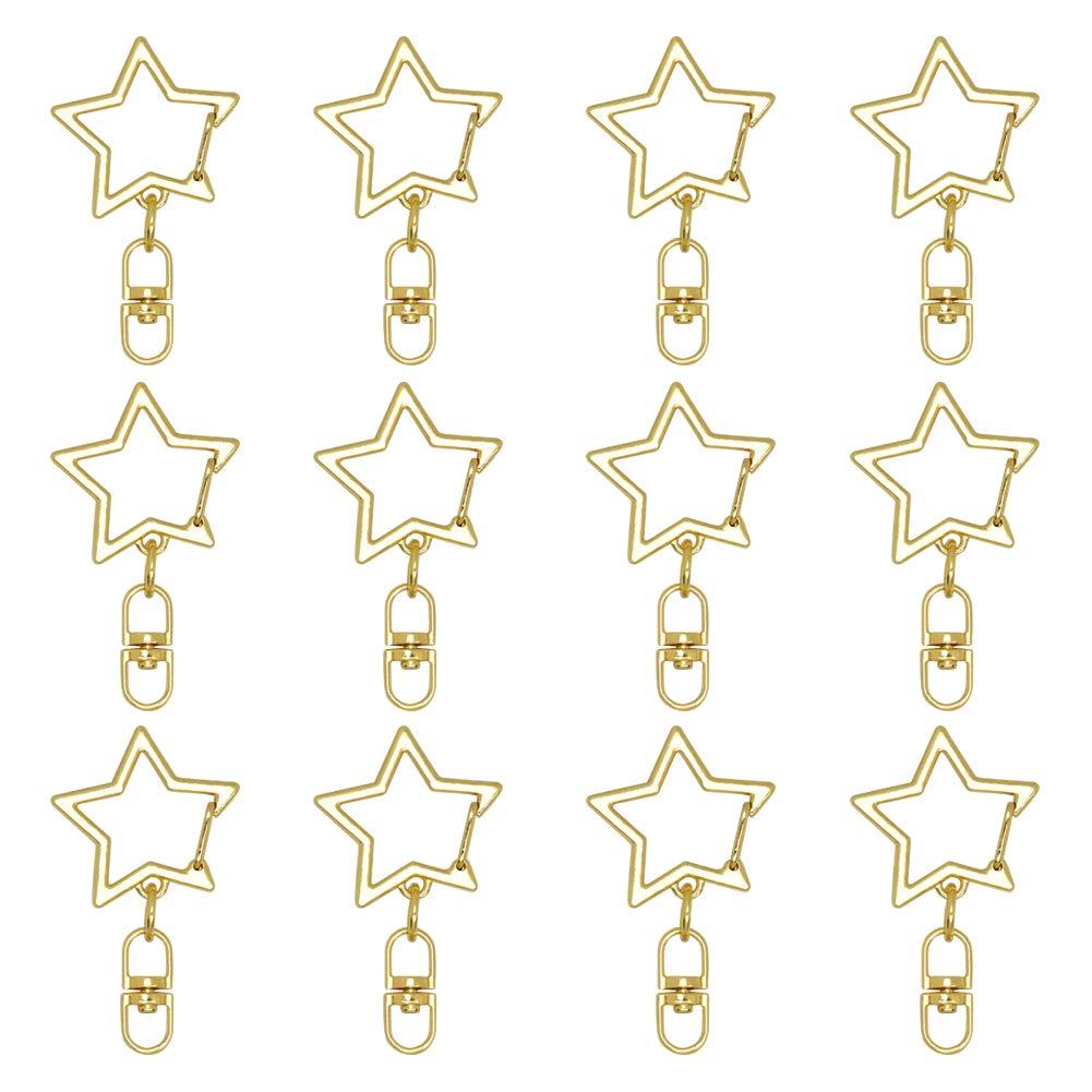 イヤリングパーツ MUNCVY DIY キーホルダー パーツ 20点セット 回転カン付き カワイイ 星 スター ナスカン ゴールド 金具 ンドメイド 手作り キ...