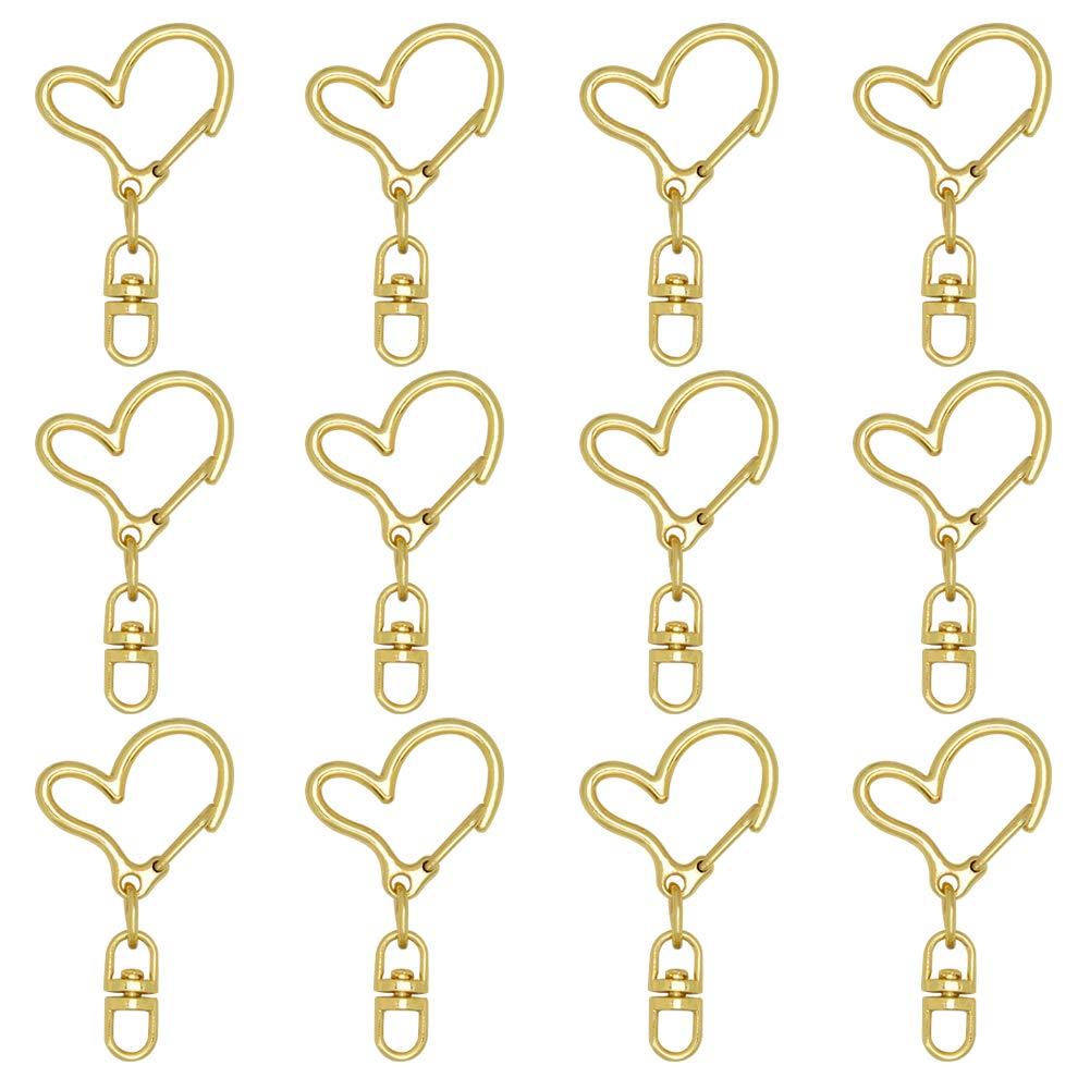 キーホルダー パーツ MUNCVY 20点セット 回転カン付き カワイイ ハート ナスカン ゴールド 金具 ンドメイド 手作り キーリング