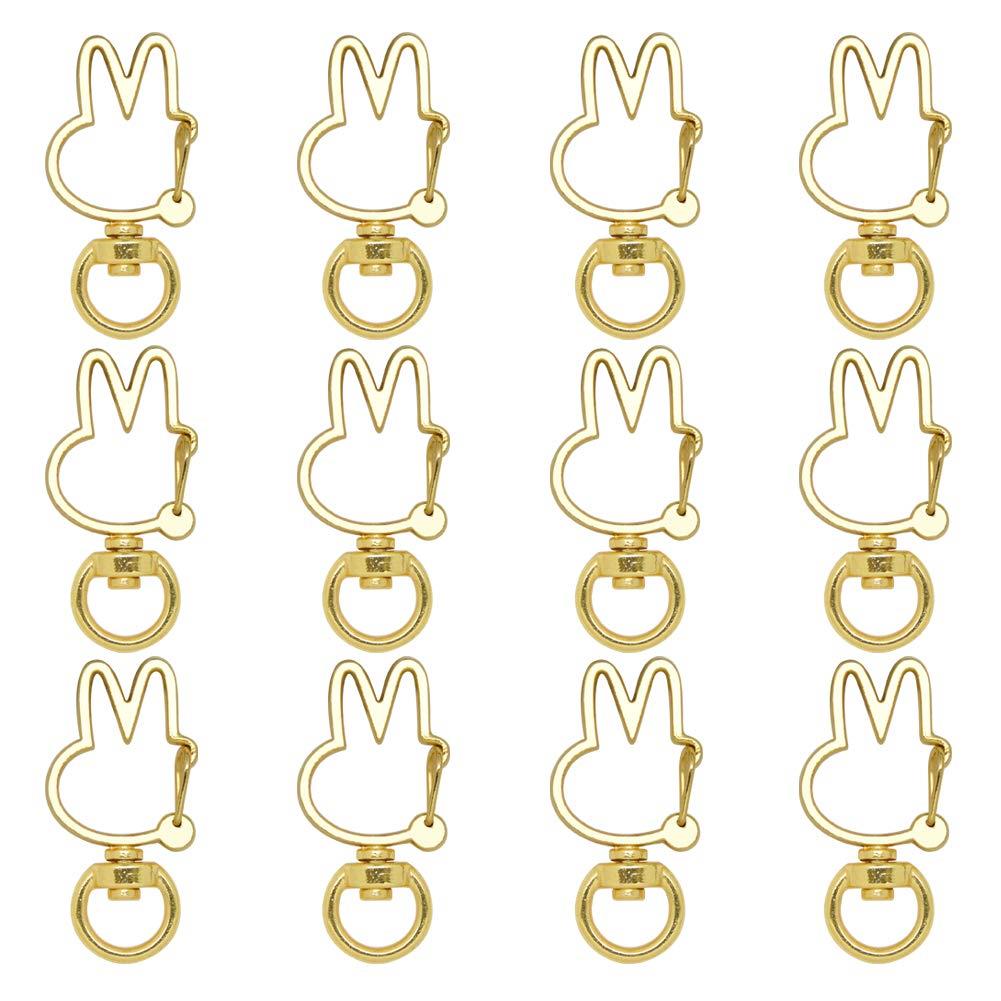 キーホルダー パーツ MUNCVY 20点セット 回転カン カワイイ ウサギ ナスカン ゴールド 金具 ンドメイド 手作り キーリング