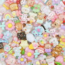 デコパーツ 動物と小物 クマ ネコ ウサギ 透明パーツ 50個セット アクセサリー ミックス 樹脂製 ヘアピンパーツ 福袋 飾り物 携帯ケース装飾 DIY 飾り物 子供 デコレーションパーツ 手芸 ハンドメイド用