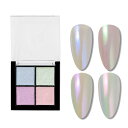 ミラーパウダー パレット 固形 ネイルパウダー 4色セット ミラーネイル パウダー ネイルアート ジェルネイル レジン メタリックパウダー チップ付き (H)