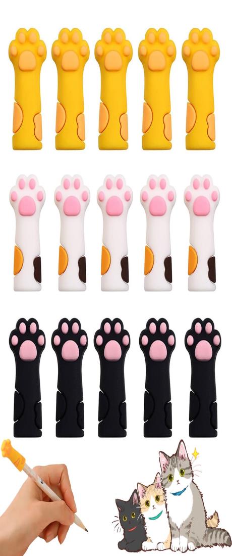 鉛筆キャップ 猫足の鉛筆エクステン 15枚 鉛筆キャップ 可愛い 猫足の鉛筆エクステン鉛筆ホルダ 学期の..