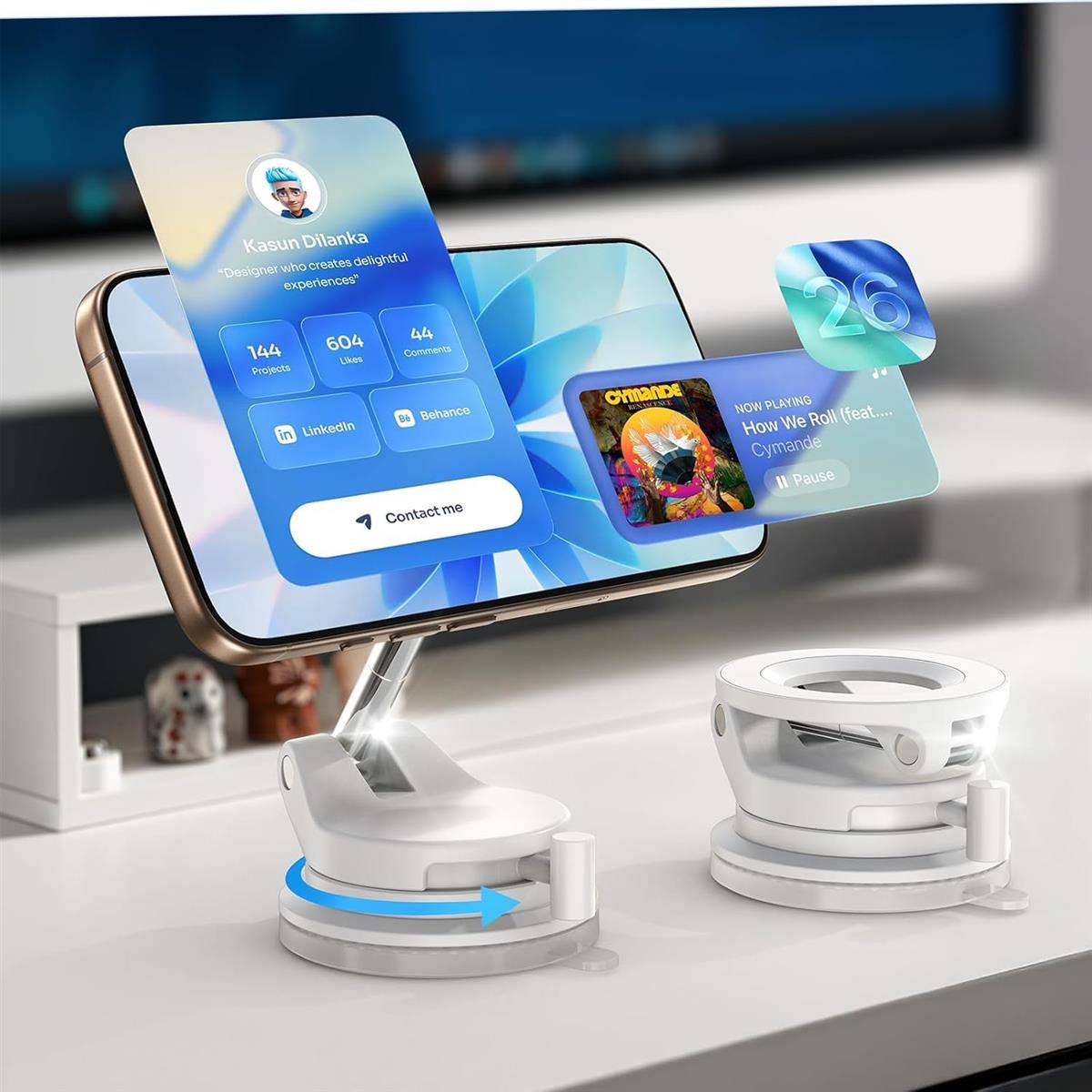 LISEN Magsafe スマホホルダー【真空吸盤+ネイルを保護する】車載スマホホルダー 安定性拔 ...