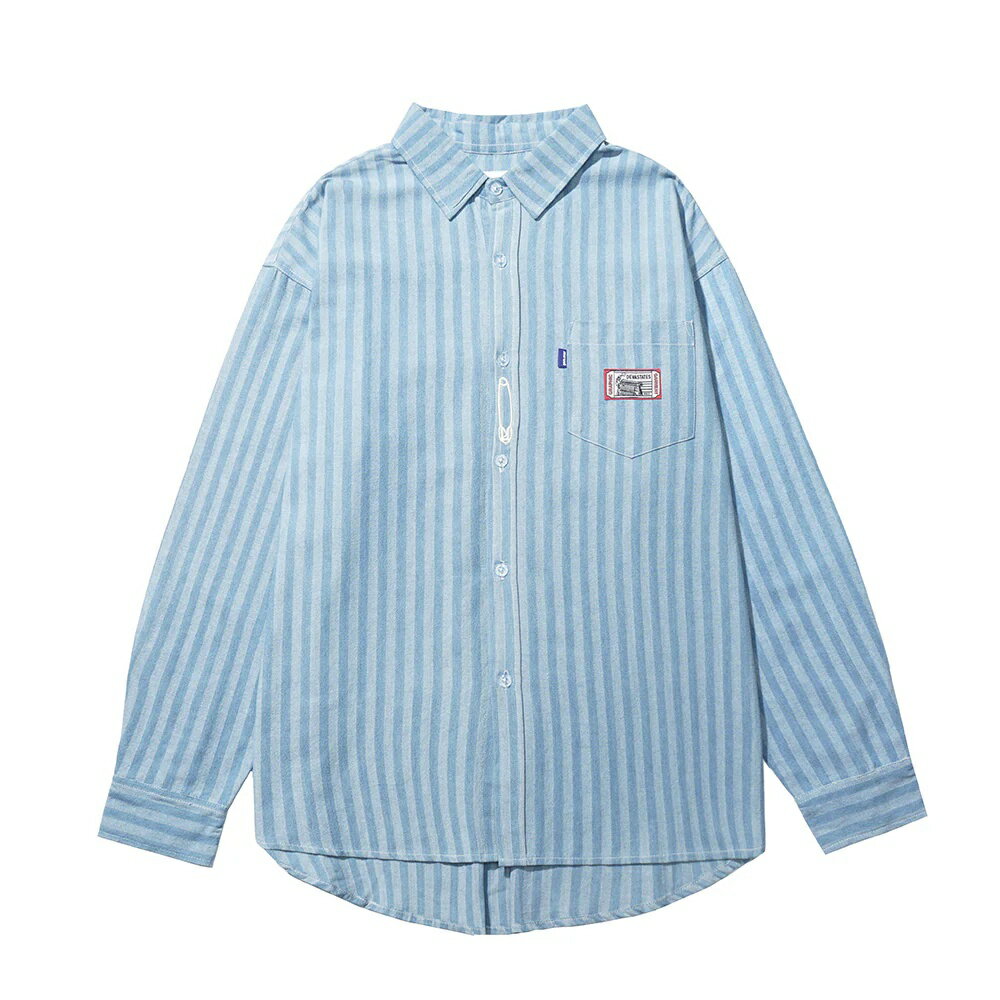 乐天商城 - DEVA STATES STRIPED DENIM WORKSHIRT