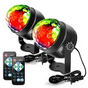 Litake(リテーク) LED ミラーボール ディスコライト 家庭用 回転 RGB 7色変化 音声起動 リモコン付き (2個セット)(2)