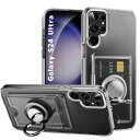 iPhone 15 ケース 透明 カード収納 リング付き 耐衝撃保護カバー アイフォン15 スマホケース クリア シリコン スタンド機能 耐久 滑り止め(3)