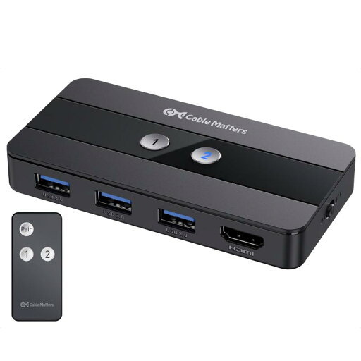 Cable Matters USB 3.0 KVM 切替器 HDMI 4K@60Hz 対応 2台のコンピュータ用、HDMI 切替器 3x USB 3.0ポート、5Gbpsデータ転送、リモコン付き、HDMI USB 切替器 Cable Matters USB 3.0 KVM 切替器 HDMI 4K@60Hz 対応 2台のコンピュータ用、HDMI 切替器 3x USB 3.0ポート、5Gbpsデータ転送、リモコン付き、HDMI USB 切替器