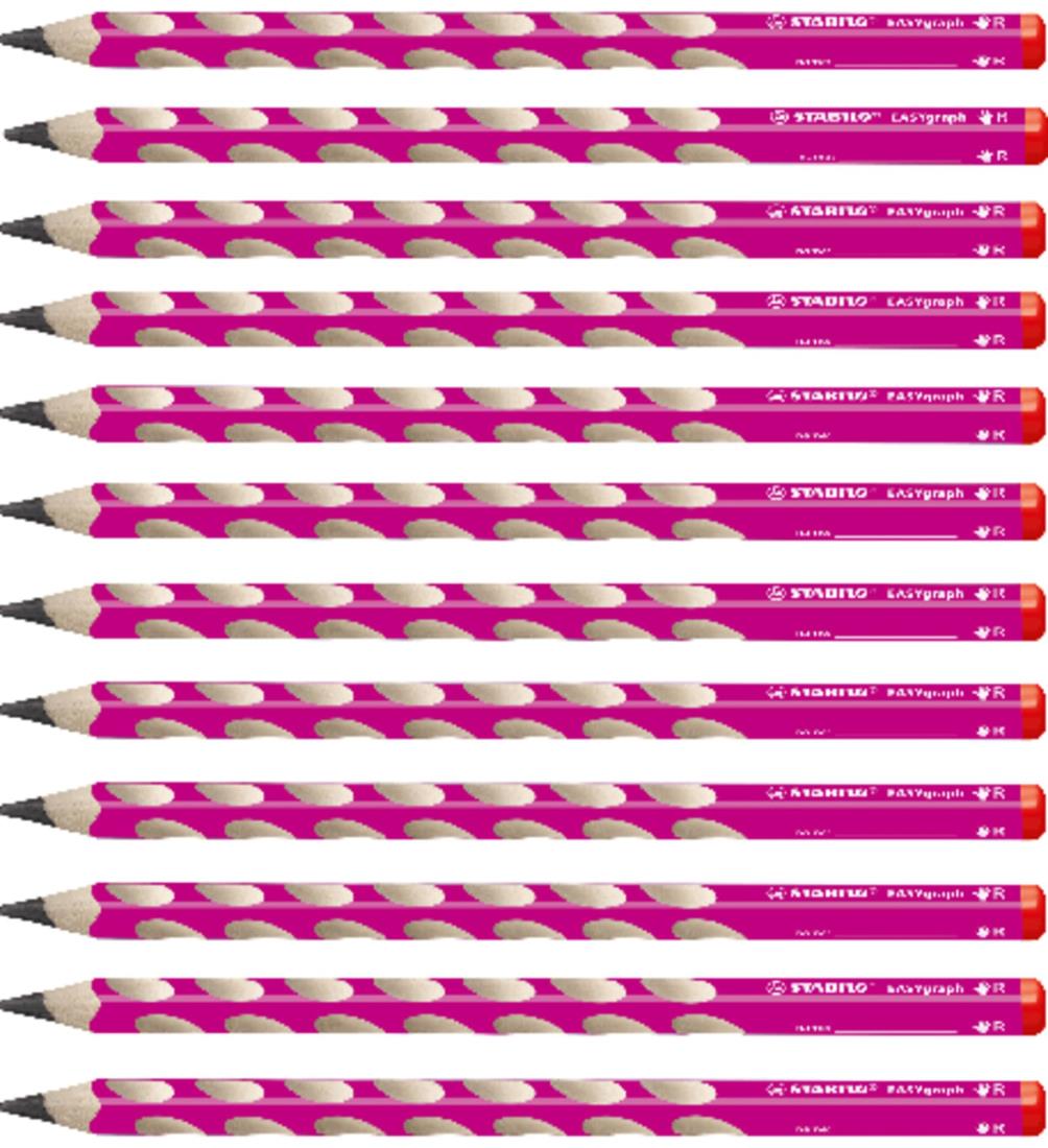 STABILO スタビロ かきかた学習鉛筆 イージーグラフ HB ピンク 右手用 三角 持ち方 矯正 名前入り 子供 幼児 男の子 女の子 12本 B322-01-HB