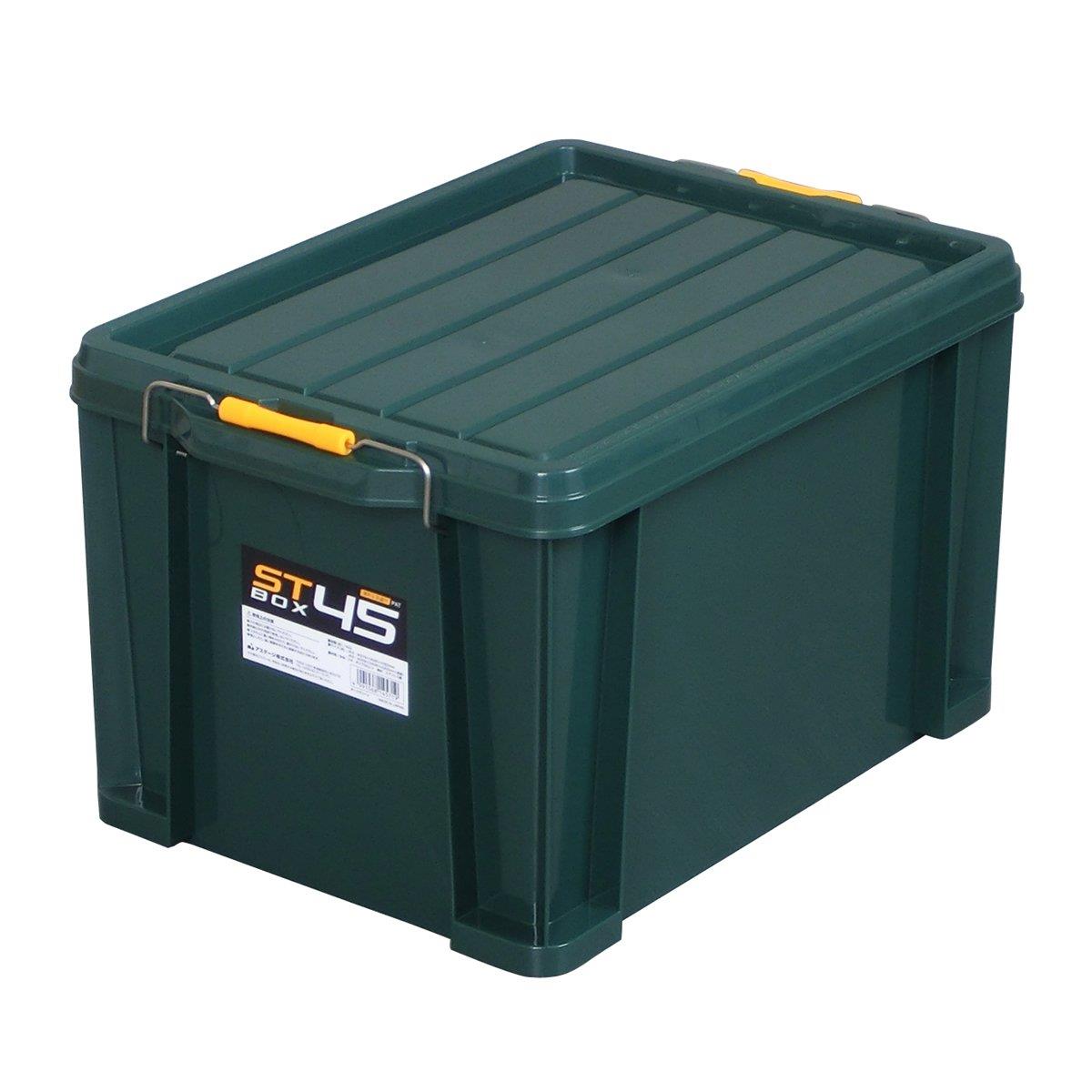 JEJアステージ 収納ボックス 日本製 STボックス #45 積み重ね ダークグリーン 防災 幅38×奥行54.5×高さ32cm