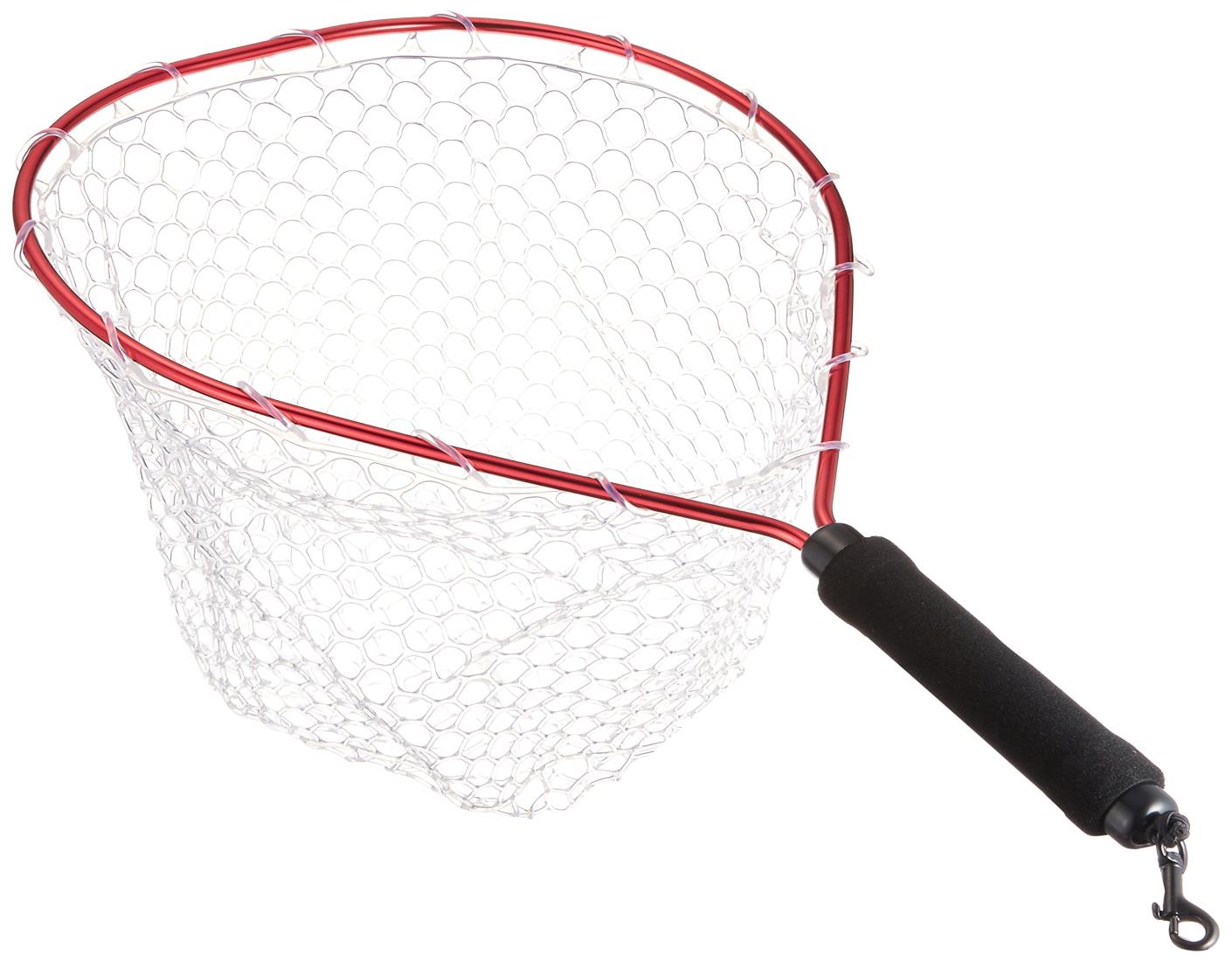 プロックス(PROX) ラバーランディングネット ショートグリップ 12型/枠赤/ネットクリア PX70412CR ランディングネット 【魚に優しいラバーネット】