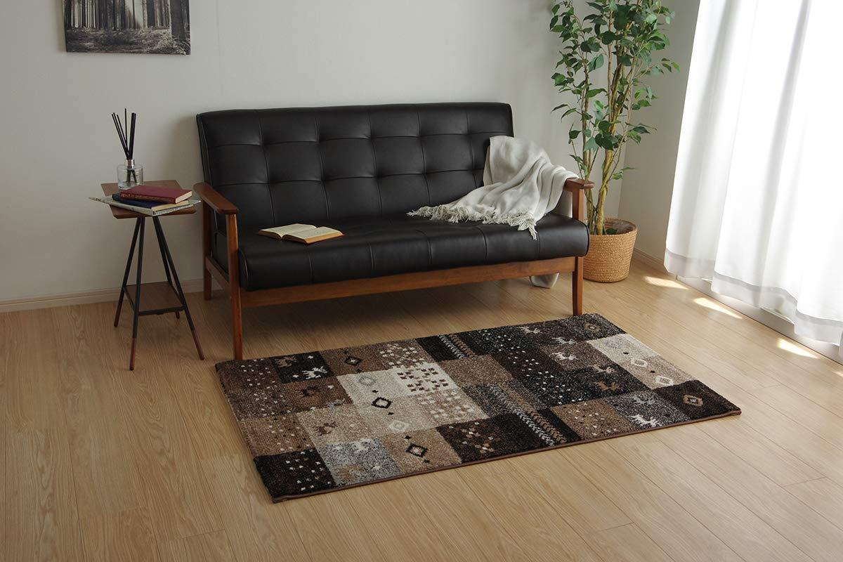 イケヒコ ラグ 選べる 絨毯 ウィルトン トルコ フォリア 約80×140cm ベージュ ギャベ柄 抗菌防臭 消臭機能 へたりにくい #2340319