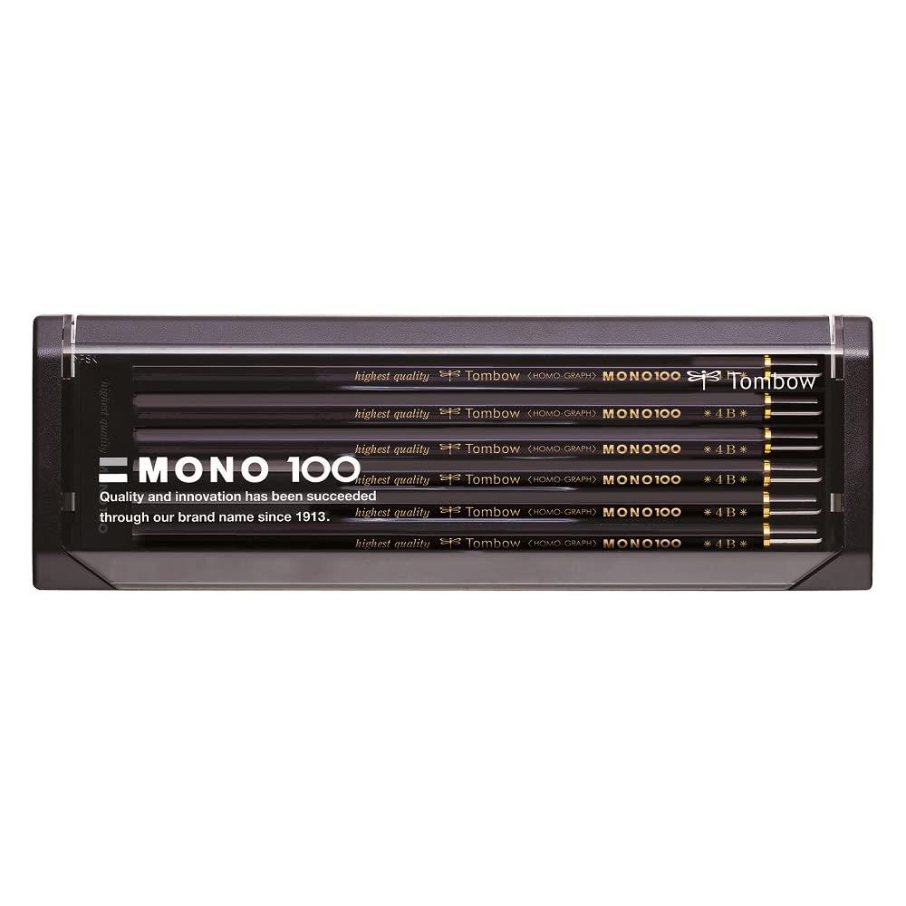 トンボ鉛筆 高級鉛筆 4B MONO 100 (超微粒子が凝縮した高密度構造) 製図・デッサン 1ダース MONO-1004B