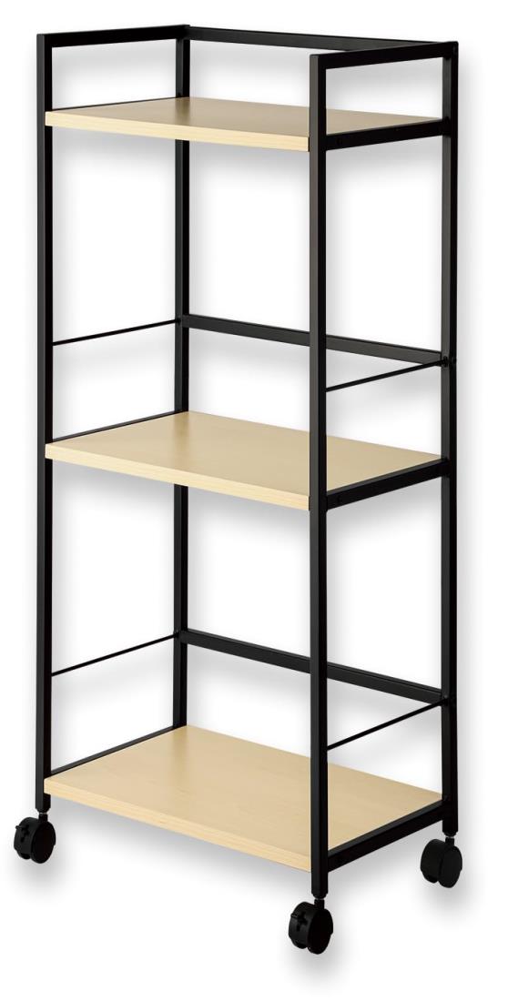 ワゴン キャスター付き 3段 ブラック DWG03BK アスカ デスクワゴン サイド 収納 おしゃれ 木製 スチール マット a4 ソファ 組み立て式 棚 コンパクト 幅45 奥行28 高さ87.5