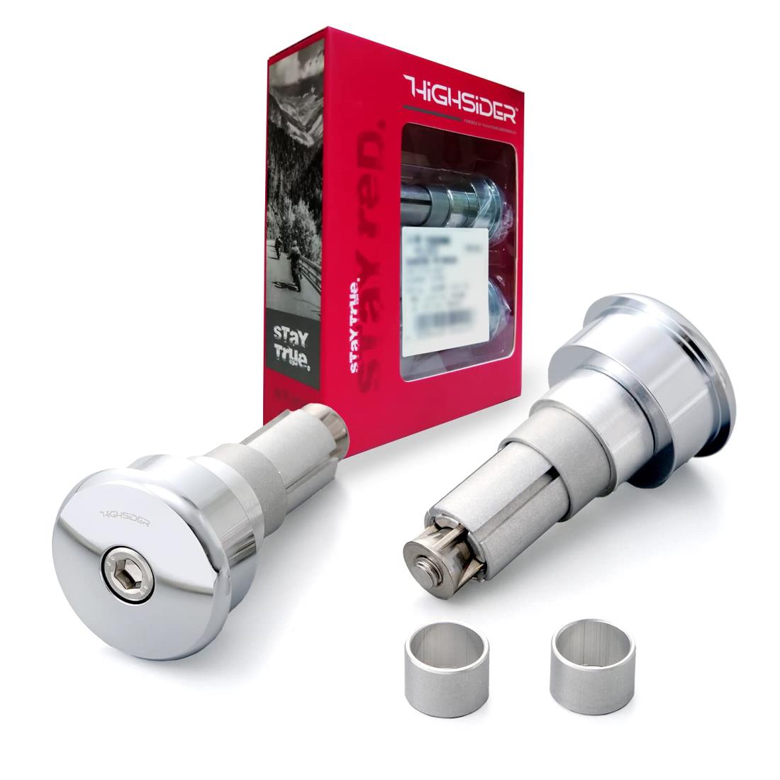 デイトナ(Daytona) HIGHSIDER(ハイサイダー) バイク用 バーエンドミラー アダプター 左右セット 汎用タイプ ハンドル内径12-22mm対応 カーブ クローム 15096