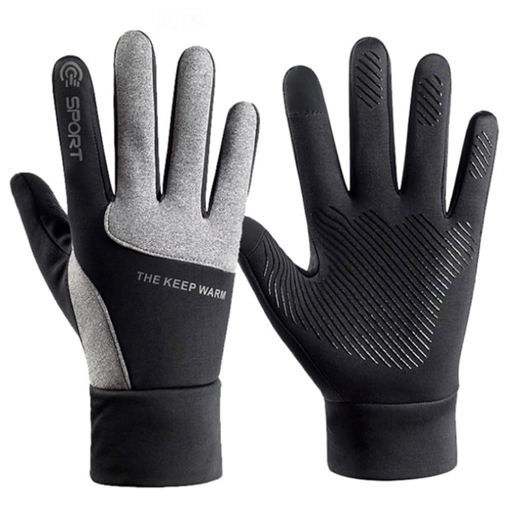 morytrade グローブ 裏起毛 防寒 防水 自転車 ロードバイク サイクリング (グレー)