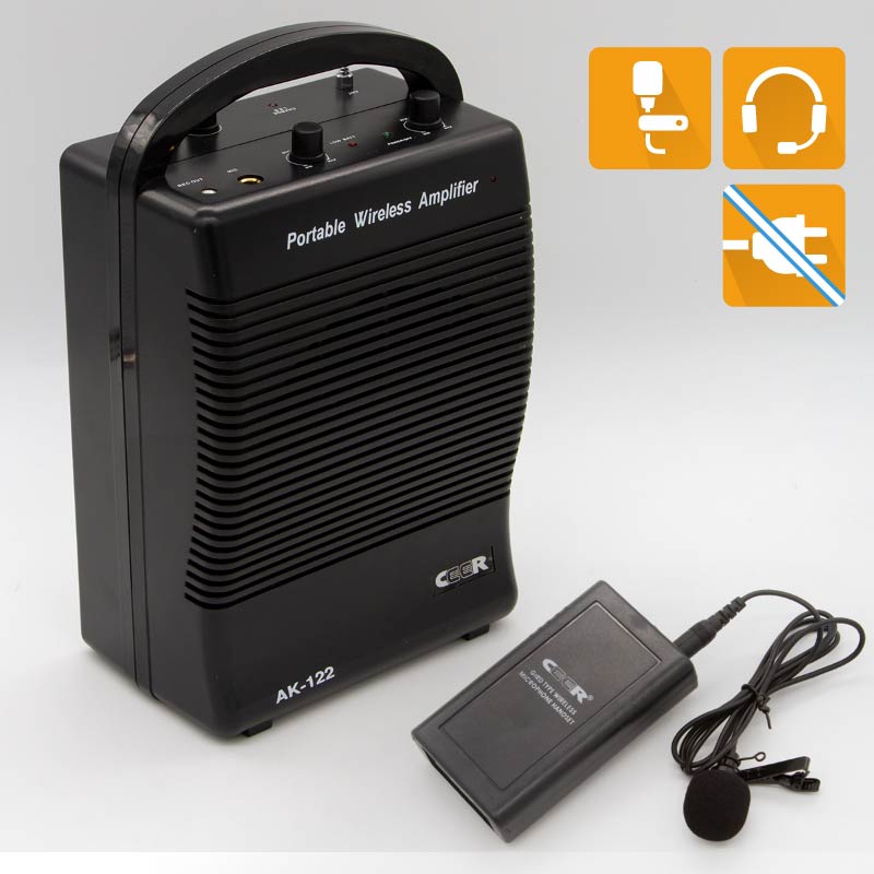 ワイヤレスマイクセット アンプ内蔵スピーカー 小型 15W ピンマイク インカムマイク 軽量 充電式 業務用 家庭用 | ハンズフリー オールインワン コンパクト イベント セミナー 店頭販売