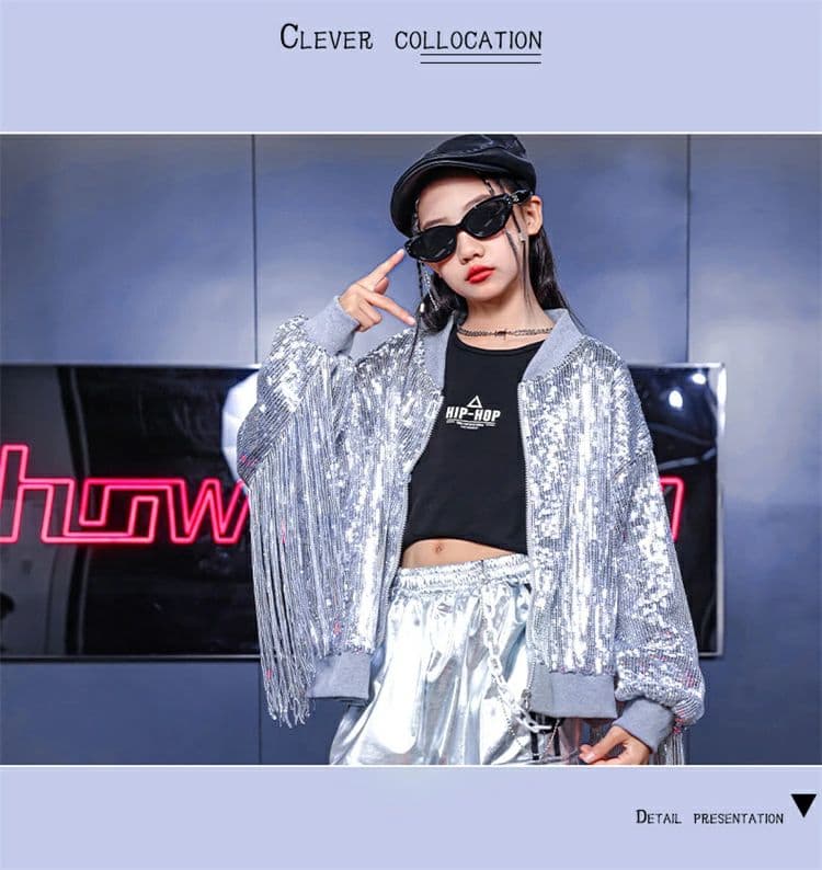 キッズジュニア HIPHOP/K-POPダンス衣装セットアップ 韓国風ストリート系 発表会ステージ衣装 団体演出服 男の子女の子兼用 かっこいい舞台映え