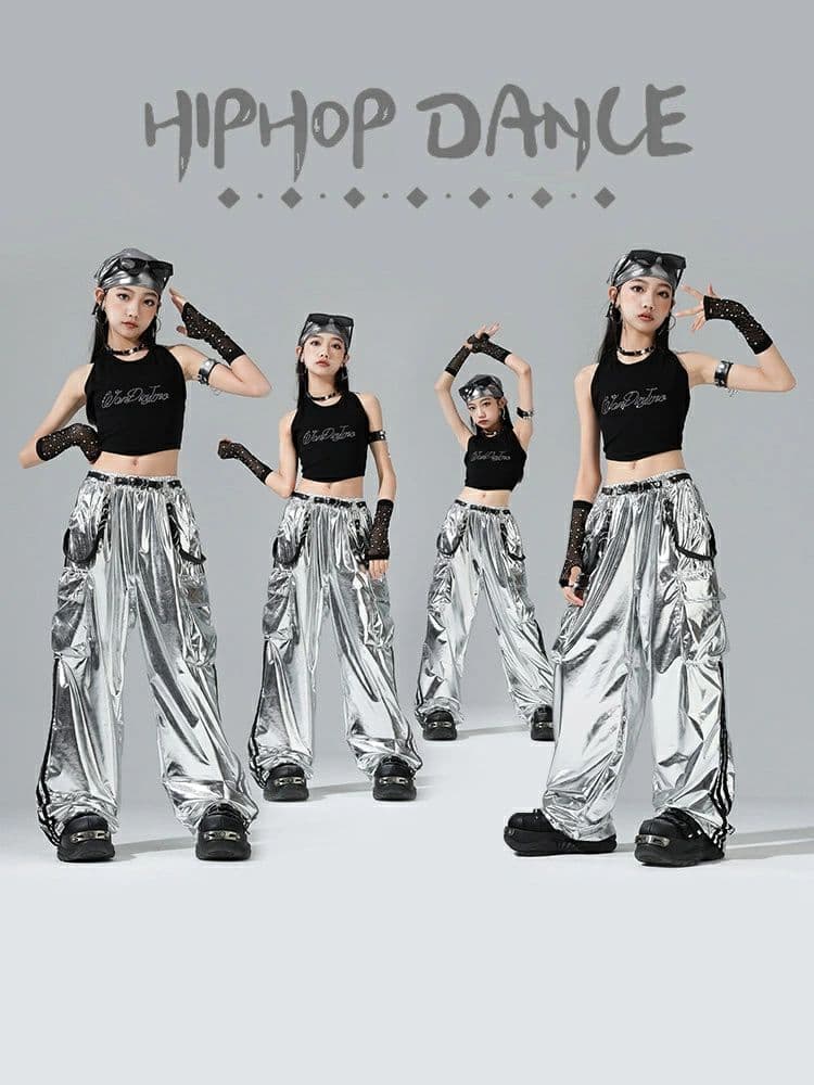 キッズ女の子 HIPHOP&K-POPダンス衣装 ストリート系セットアップ 発表会ステージ衣...