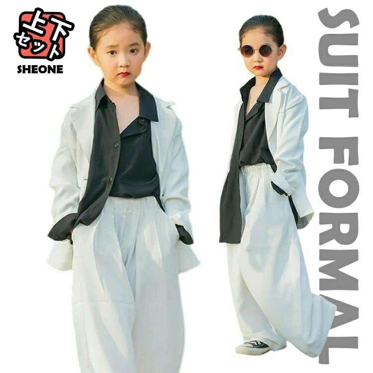 乐天商城 - 女の子 ダンス衣装 セットアップ ジャケット＋パンツ＋シャツ 3点セット 子供 発表会衣装 ステージ レッスン イベント 舞台衣装 団体衣装 おしゃれ かわいい 動きやすい ダンス発表会 練習着 団体用 女の子専用 チーム衣装