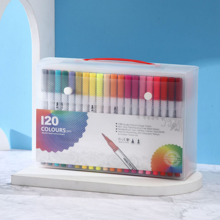 水彩毛筆 カラーペン 細字 ツインヘッド 筆ペン 太字 120色 絵筆 色塗り アートマ...