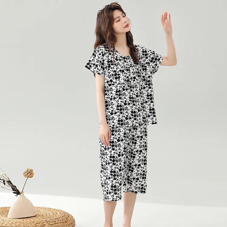 パジャマ ズボン 夏 夏用 上下セット Tシャツ フリル パンツ 半袖 7分丈 ロングパ...