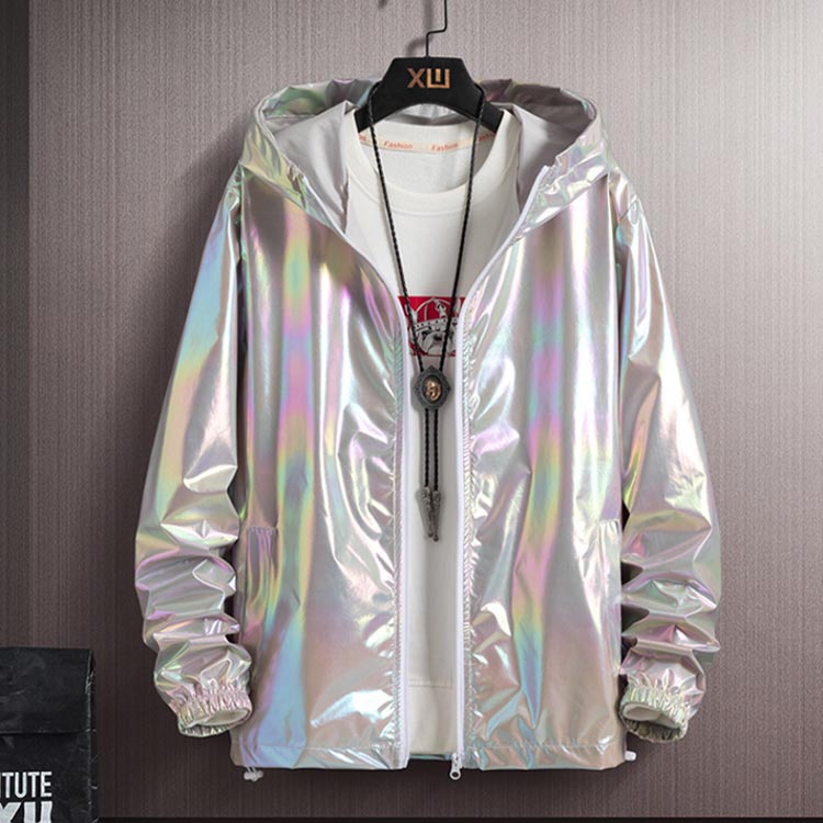 メンズ 秋冬 アメリカン レザー ジッパー ジャケット 男性 ショート 革ジャン ショルダーパッド入り アウター 上着 シルバー チャーム付き ロック テイスト クール 切り替え レザー クール