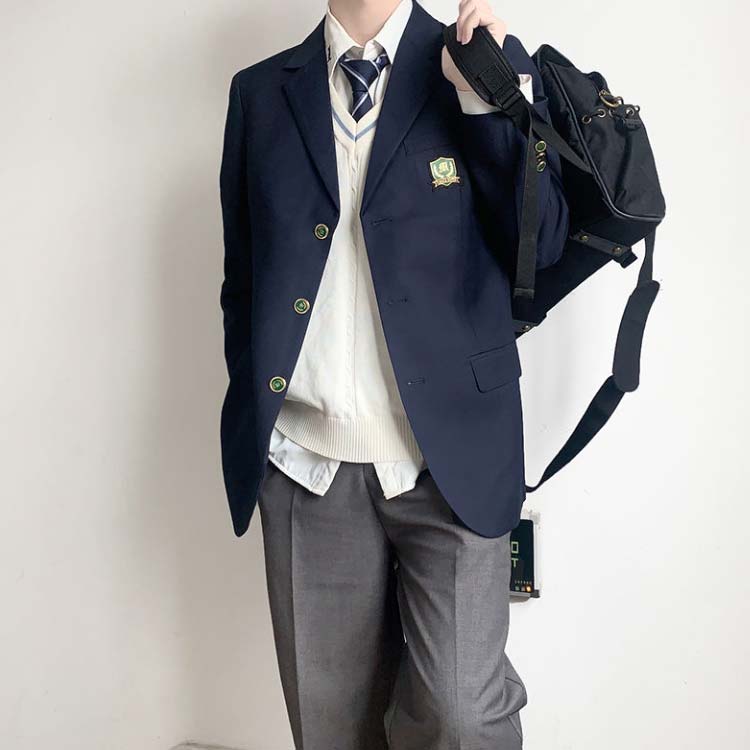 男子高校 制服 ブレザー 4点セット スクールジャケット ロングパンツ スクールシャツ ネクタイ 無地 スーツ コート フォーマル 学生服 高校生 男子中学生 学生服 大きいサイズ スクール 文化祭 入学式 卒業式 黒 紺 送料無料 3