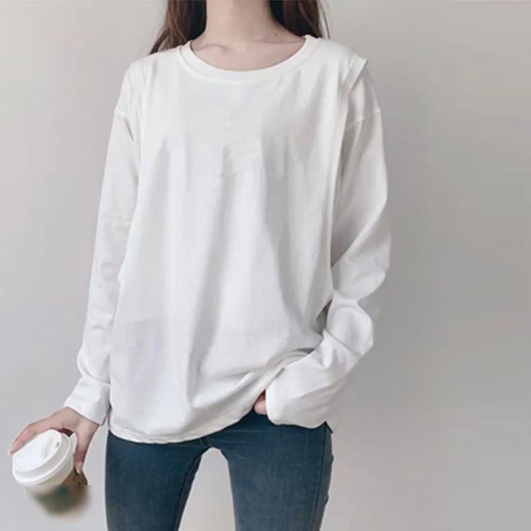 授乳服 長袖tシャツ レディース トップス 無地Tシャツ 体型カバー 授乳口付き ママ...