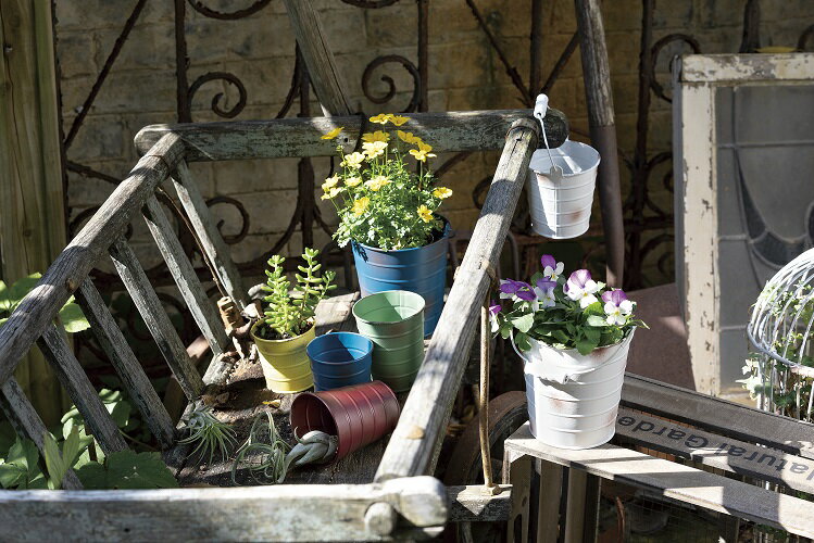 ブリックポット S ホワイト ブリキ プランター ガーデニング 雑貨 インテリアに 玄関先に リビングに