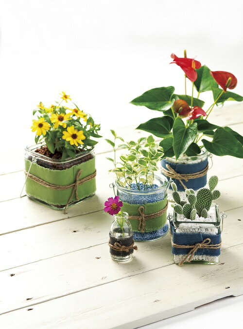 アルモディコンテナ グリーン ガラス 花瓶 フラワーベース ガーデニング インテリアに 玄関先に リビングに 寝室に