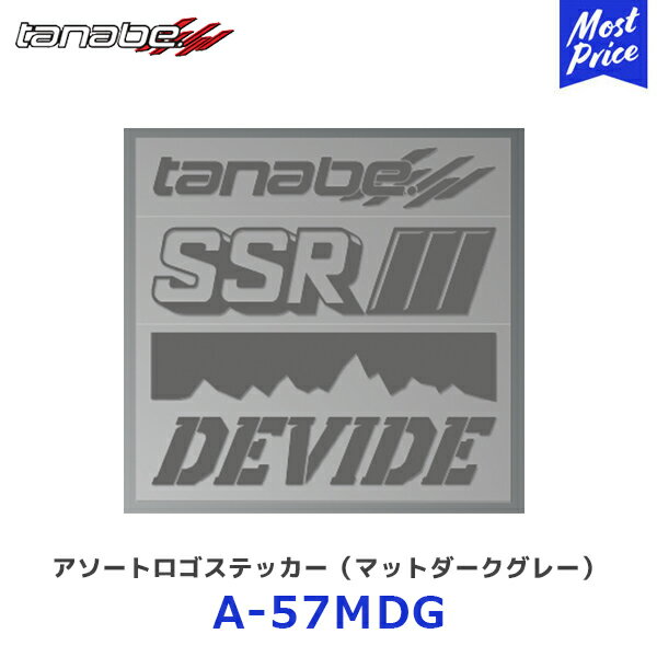 SSR tanabe アソートロゴステッカー マットダークグレー W206xH200mm 1枚 【A-57MDG】 TANABE タナベ エスエスアール DEVIDE デバイド GRAY ステッカー シール