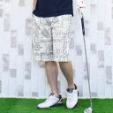 送料無料 ゴルフパンツ ハーフパンツ メンズ ゴルフウェア ショートパンツ 総柄 スウェット ストレッチ 春夏 短パン ショーツ ボタニカル 花柄 ロゴ イージー 大きいサイズ MOSTSHOP ゆうパケ