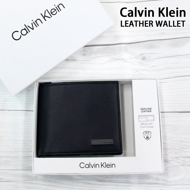 CALVIN KLEIN - 送料無料 Calvin Klein カルバンクライン CK ロゴプレート 2つ折りウォレット レザー財布 RFiD 31CK130018 31CK220009 メンズ ブランド ギフト プレゼント MOSTSHOP