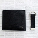 送料無料 Calvin Klein カルバンクライン CK リアルレザーエンボス2つ折り財布 ウォレット キーリング付き メンズ ギフト プレゼント MOSTSHOP