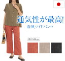 通気性が最高 麻風ワイドパンツ 日本製 ウエストゴム ポリエステル100% 前ポケット付 肉を拾いにくい 太って見えない 着ぶくれしない スラックス ズボン ゴムズボン 股上の深い ゆったり オフィスカジュアル 締め付けない サマ見え 股下65cm レンガ 赤 ベージュ チャコール