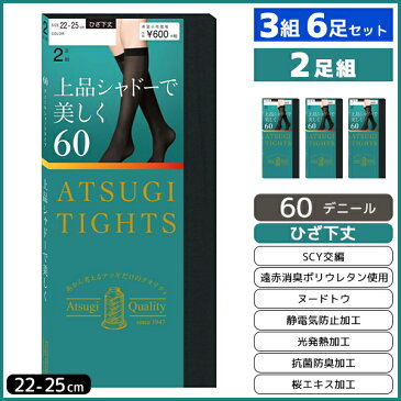 3組セット 計6足 ATSUGI TIGHTS アツギタイツ 60デニール ひざ下丈タイツ 2足組 アツギ | レディース レディス 女性 タイツ 靴下 あったかタイツ あったか ひざ下 膝下 ショートタイツ ひざしたタイツ パンスト ストッキング 暖かいタイツ 暖かい 黒 肌色 ベージュ 冬 美脚