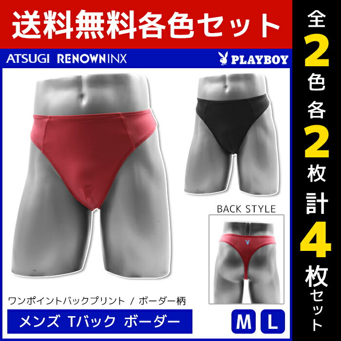 2色2枚ずつ 送料無料4枚セット PLAYBOY プレイボーイ Tバック ボーダー メンズパンツ アツギ ATSUGI レナウンインクス RENOWNINX | メンズ tバックショーツ 男性 男性用 パンツ ショーツ セクシー 勝負下着 食い込み パンティ ソング ランジェリー 下着 過激 エロ 男性下着