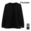 PLAYBOY プレイボーイ ミニ裏起毛 長袖丸首Tシャツ ラウンジウェア アツギ ATSUGI レナウンインクス スウェット トレーナー ルームウェア ホームウェア パジャマ 上 のみ ジャージ スエット あったか 部屋着 寝巻き メンズ ブランド 男性 長袖 ナイトウェア リラックス