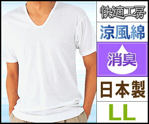 快適工房 涼風綿 半袖U首Tシャツ LLサイズ グンゼ GUNZE 日本製 | 夏 涼しい 涼感 夏用 下着 綿100% インナー メンズ クール ひんやり インナーシャツ 肌着 父の日 クールビズ 男性下着 メンズインナー クールインナー ギフト 男性 メンズ肌着 メンズ下着 インナーtシャツ