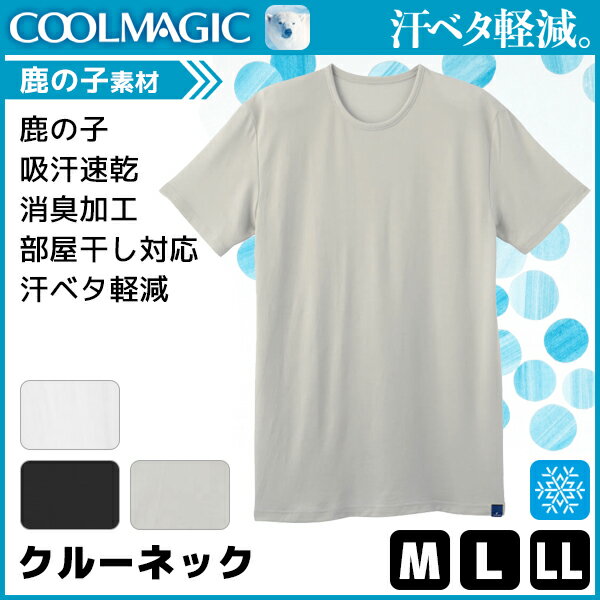 3色1枚ずつ 送料無料3枚セット COOLMAGIC クールマジック 鹿の子 吸汗速乾×消臭 クルーネックTシャツ 半袖丸首 グンゼ GUNZE 涼感 | メンズ 夏用 インナー 肌着 紳士肌着 男性 ティーシャツ 半袖 半袖シャツ 半袖インナー インナーシャツ 涼しい メンズ肌着 消臭 ティシャツ