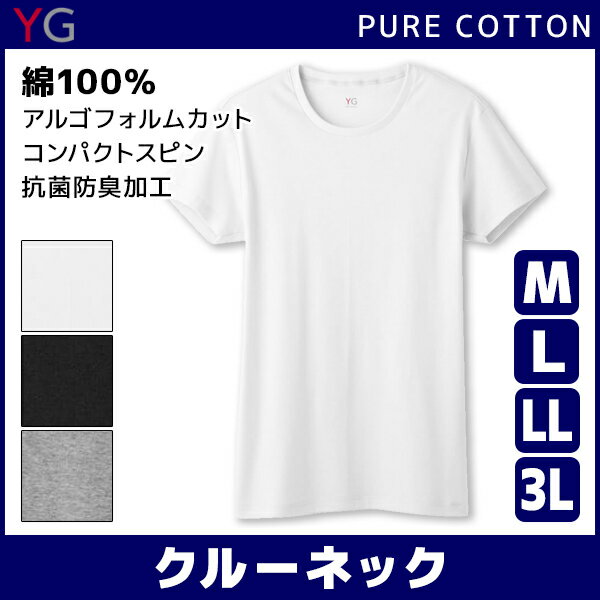 YG ワイジー COTTON 綿100% クルーネックTシャツ Mサイズ Lサイズ LLサイズ 3Lサイズ グンゼ GUNZE | メンズ 大きいサイズ 肌着 男性下着 メンズインナー 紳士 アンダーウェア ティーシャツ インナーウェア アンダーウエア インナーシャツ メンズ肌着 下着