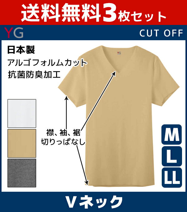 送料無料3枚セット YG ワイジー CUT OFF カットオフ VネックTシャツ 半袖V首 グンゼ GUNZE 日本製 メンズ インナーシャツ 下着 セット 肌着 大きいサイズ 半袖 メンズ下着 メンズ肌着 tシャツ インナーウェア インナー 男性下着 シャツ 紳士肌着 夏 ティーシャツ ティシャツ