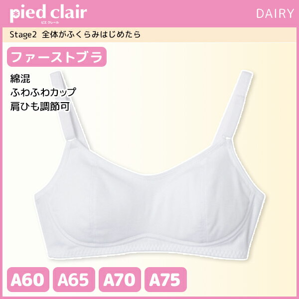 ジュニアレディース pied clair ピエクレール Stage2 全体がふくらみはじめたら ファーストブラ ハーフトップ カップ付き グンゼ GUNZE 子供下着 スポーツブラジャー | ブラジャー ブラ スポーツ スポーツブラ スポブラ ジュニア 子供 ガールズインナー 小学生 中学生 下着