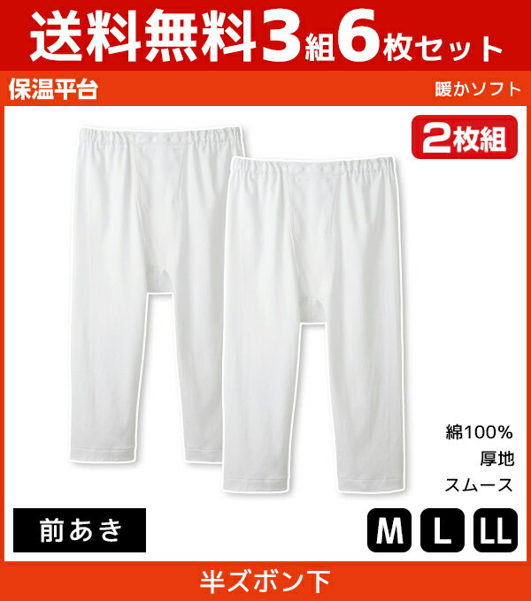 楽天モテ下着 楽天市場支店送料無料3組セット 計6枚 保温平台 暖かソフト 半ズボン下 前あき ステテコ すててこ 2枚組 グンゼ GUNZE 綿100％ 防寒インナー 温感|メンズ 男性 紳士 ズボン下 ずぼん下 あったかグッズ 冬 あったかインナー インナー 肌着 暖かい 白 あったか 寒さ対策 秋冬 防寒 ももひき