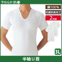 【クーポン10%OFF】やわらか肌着 半袖U首シャツ 2枚組 3Lサイズ Uネック Tシャツ グンゼ GUNZE | メンズ 男性 紳士 インナーシャツ uネッ...