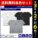 【クーポン10%OFF】3色2枚ずつ 送料無料6枚セット YG ワイジー COTTON100% VネックTシャツ 半袖V首 グンゼ GUNZE| メンズ 男性 ...