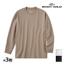 【クーポン10%OFF】送料無料 同色3枚セット BODYWILD ボディワイルド ジェンダーニュートラル クルーネックロングスリーブ 綿100% グンゼ GU...