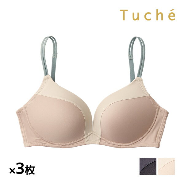 トゥシェ　ランジェリー 送料無料 同色3枚セット Tuche トゥシェ mochibra ワイヤレスブラジャー グンゼ GUNZE | ノンワイヤーブラジャー ブラジャー ブラ ノンワイヤーブラ ワイヤレスブラ 見せブラ ストラップ 肩紐 かわいい シンプル 低反発 可愛い おしゃれ 谷間 まる胸 ノンワイヤー 苦しくない