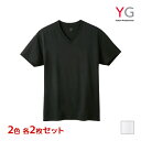 【クーポン10%OFF】2色2枚ずつ 送料無料4枚セット YG ワイジー コットン 超速吸水 VネックTシャツ 天竺 綿100% インナー グンゼ GUNZE ...