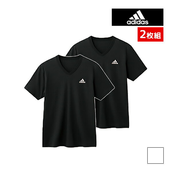 adidas アディダス VネックTシャツ 半袖V首 Tシャツ 2枚組 グンゼ GUNZE | メンズ 男性 紳士 vネック v首 半袖 綿混 インナー シャツ メンズシャツ 半袖tシャツ スポーツtシャツ スポーツウェア スポーツウエア スポーツ トレーニング スポ—ツブランド メンズインナーシャツ